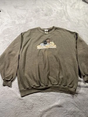 Sudadera Vintage Cachorro Perro Bordada Años 90 Lee Peso Pesado Marrón XL *DEFECTO* - Imagen 1 de 4