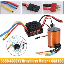 3650 4300KV Waterproof Brushless Motor + 60A ESC Combo Set for 1/10 RC Car Truck