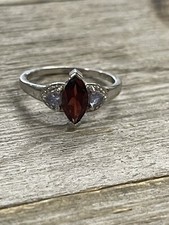 Sterling Silver 925 Orange/Brown Stone Ring Sz 8