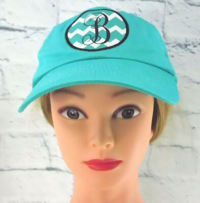 THE LETTER '' B '' Adult Cap Hat  Hook & Loop Adjustable TURQUOISE 