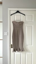 House Of CB Beige Bandage Ruffle Dress Size S