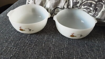 Anchor Hocking Fire King B.C. Comic Strip by Johny Hart Bowl Set of 2 *Damaged*