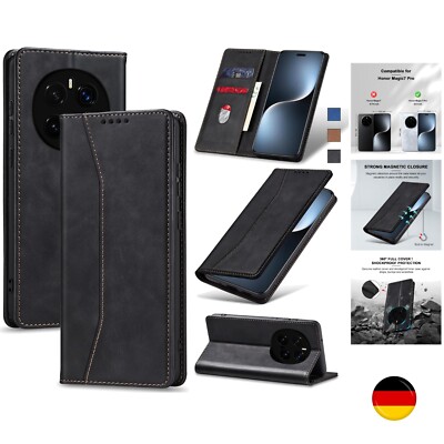 Handyhülle für Honor Magic 7 Pro 5G Hülle Leder Flip Klappbare Stoßfeste Magn...