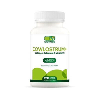 Colostrum+ Collagen, Selenium & Vitamin C, Immune Support Supplement, 120 count.