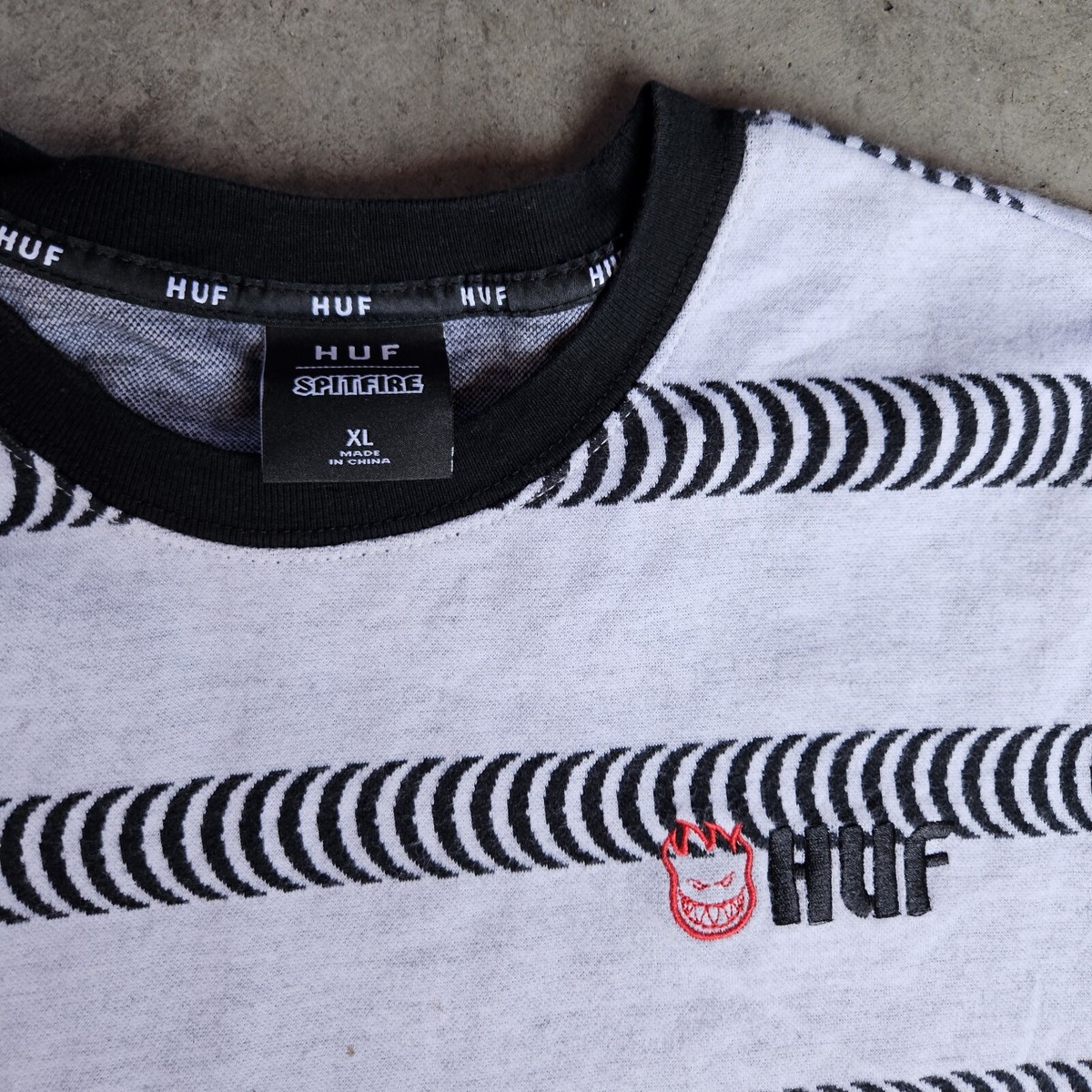 Huf X Spitfire Tee shirt Cropped & Stained preowned Sz XL | eBay
