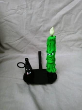 Melting Neon Green Candle Face Snuffer Face Mischief OOAK