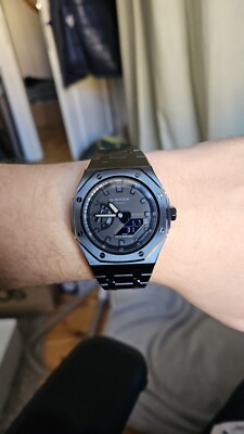 Casio GA-2100 SKX Mod Custom CasiOak Schwarz Neu