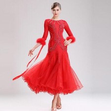 Latin Ballroom Dance Dress Modern Salsa Waltz Standard Long Dresses
