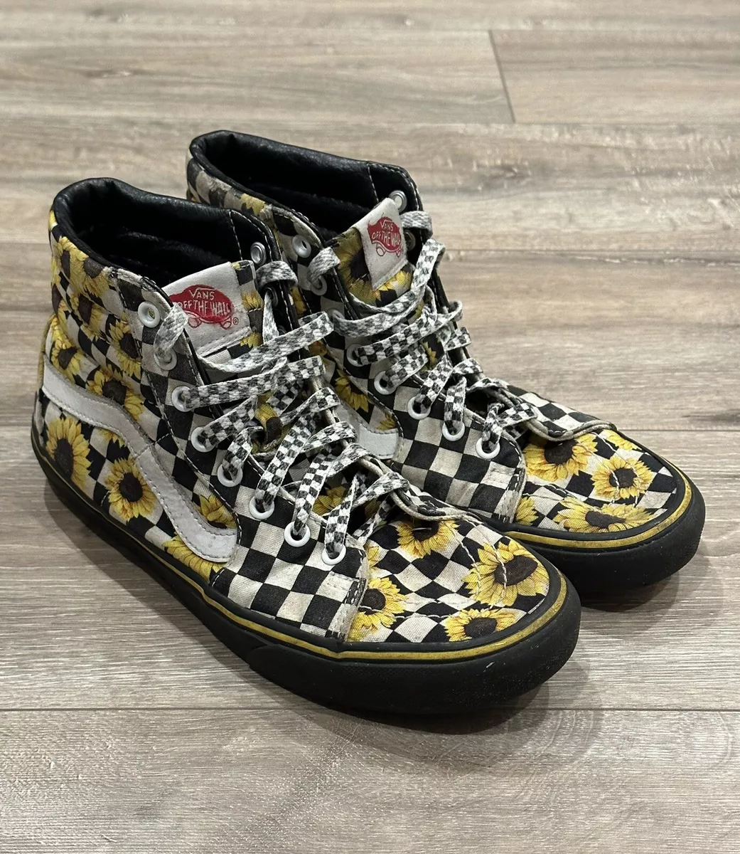 Vans, Shoes, Vans Custom Yellow Checkered Skater Shoes