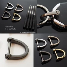 4pcs D-Ring Horseshoe U / D Shackle Screw Key Ring Fob Buckle DIY Leather Craft