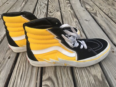 Vans Sk8 Hi Racing Yellow Black Lightning Bolt 721454 Size 8 Men's