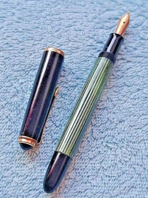 🔴PELIKAN 400NN GUNTER WAGNER Green Striped Fountain Pen 14