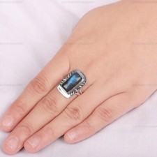 Natural Labradorite Gemstone Ring Solid 925 Sterling Silver Ring Handmade Ring