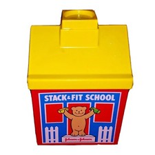 Vintage Johnson Johnson STACK FIT SCHOOLHOUSE 8pcs 1983 Complete Plastic