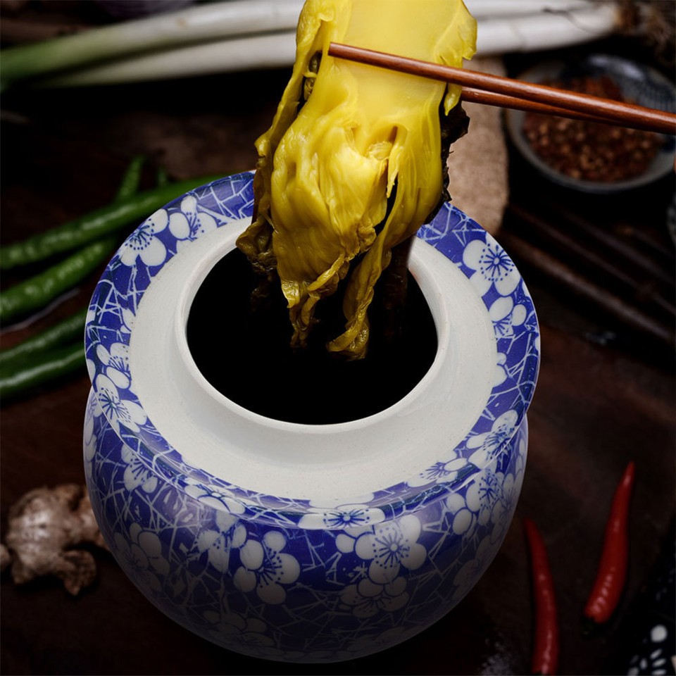 Sauerkraut Crock Chinese Fermentation Jar Ceramic Kimchi Sealed