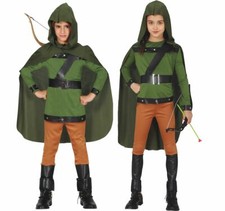 Robin Hood Kostüm Bogenschütze Ariel für Kinder 5-12 Jahre grün Fasching