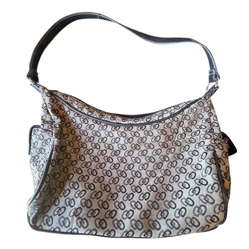 Shoulder Bag Hobo Purse Monogram Print Zip Closure Inside Outside pockets 10x7" - Picture 2 of 7