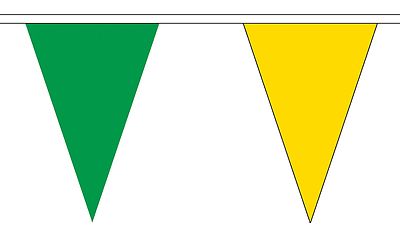 GREEN AND & YELLOW 20 metre TRIANGLE BUNTING 30 FLAGS flag TRIANGULAR ...