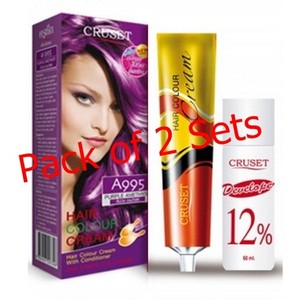 Pack Of 2 Cruset Dye Hair Color Cream A995 Purple Amethyst Unisex