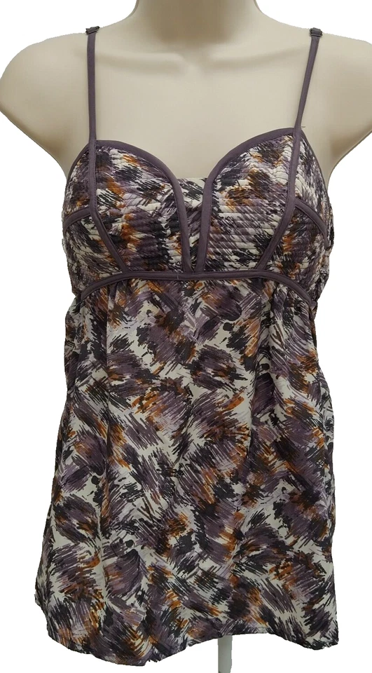 Blusa Top Xhilaraton Para Mujer Sin Mangas Cuello Corazón Púrpura Blanco Negro XS Foto 4 de 4