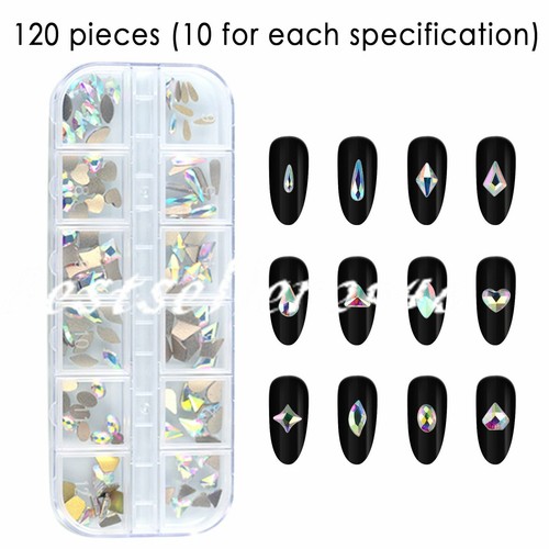 1720pcs Glass Crystal AB Rhinestones w Nail Gel Glue for Nail Art Clothes Deco - Picture 5 of 6