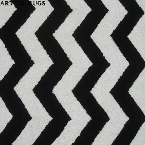 Modern Chevron Zig Zag Black & White Area Rug– Hand-Tufted 100% Wool Soft Carpet - Picture 2 of 7
