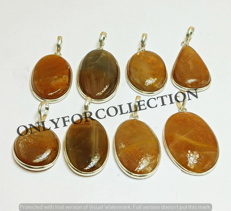 Venta Lote de colgantes bisel enchapados en plata de ley 925 piedras preciosas naturales de piedra solar Foto 2 de 4