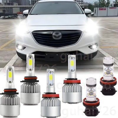 For Mazda CX-9 2013 2014 2015 LED Headlights + Fog Light Bulbs Kit 6pcs