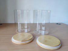 Two Large Glass Storage Jars Containers With Lids BNWT