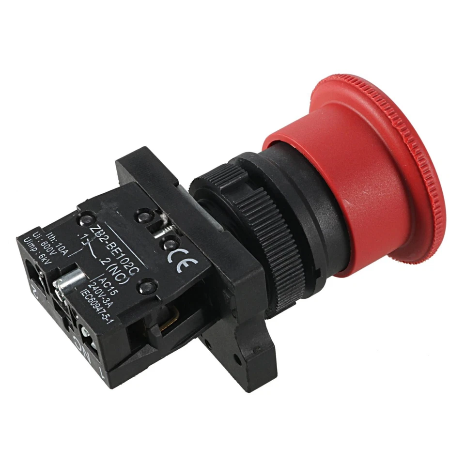 Zb2be102 C réglage Arrêt d'urgence rouge Bouton poussoir Interrupteur NC 240V 3A - Photo 3/4
