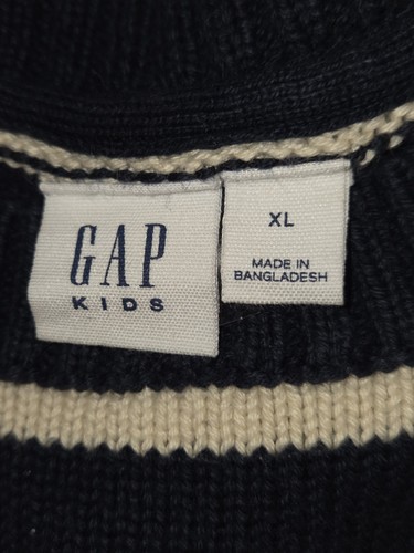 Gap Kids Girls Sweater Soft Striped Oversized Navy Ivory