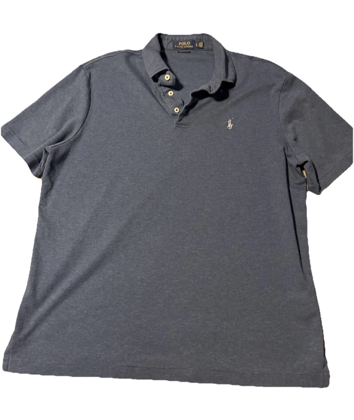 Polo vintage Ralph Lauren pony vestibilità classica manica corta cotone camicia blu uomo LRG