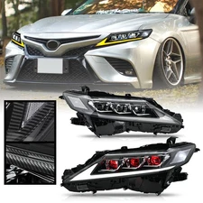 Red Devil Eye LED Headlights For Toyota Camry 2018-2024 Printed Head Lamps Pair