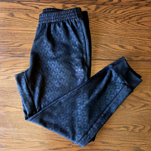 Adidas Graphics Monogram SST Track Pants Black Trefoil Print IL5149 Men's LG EUC