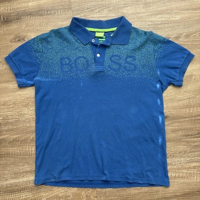 Boss Hugo Boss Polo Shirt Mens Large Blue Short Sleeve Cotton Green Label