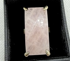 Gold Sterling Silver Ring Canada Large Pink Rose Quartz Sz 7 Women Jewelry Gift