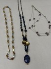 4 Pc Natural Stone Beaded Necklace Lot Lapis Amethyst Shell Jasper Boho — photo 3