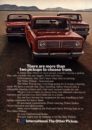 1973 International Pickup: More Than Two Pickups to Choose Vintage Print Ad