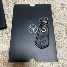 Mercedes-benz Black Leather Keychain Key Ring Key Fob Rare Japan Used Gift