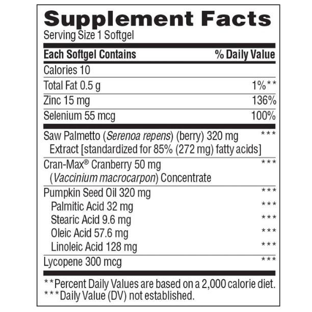 trunature Prostate Plus Health Complex, 250 Softgels with Saw Palmento, New.