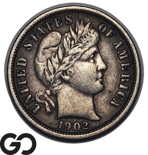 1902 O Barber Dime New Orleans Mint Very Fine Better Date
