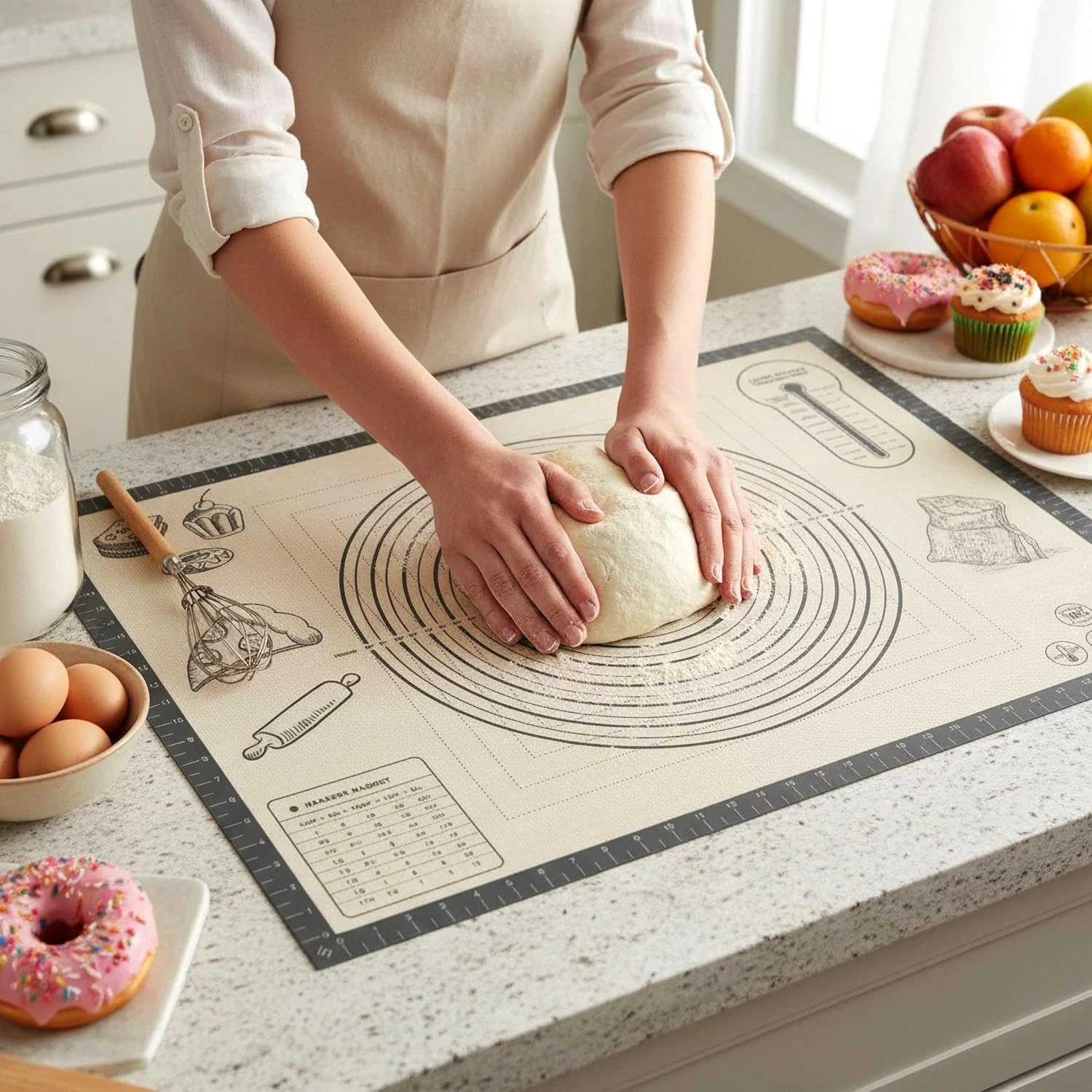Silicone Baking Pastry Dough Mat - 28x20Inch Extra Large Cookie Bread Rolling Ma
Opens in a new wind