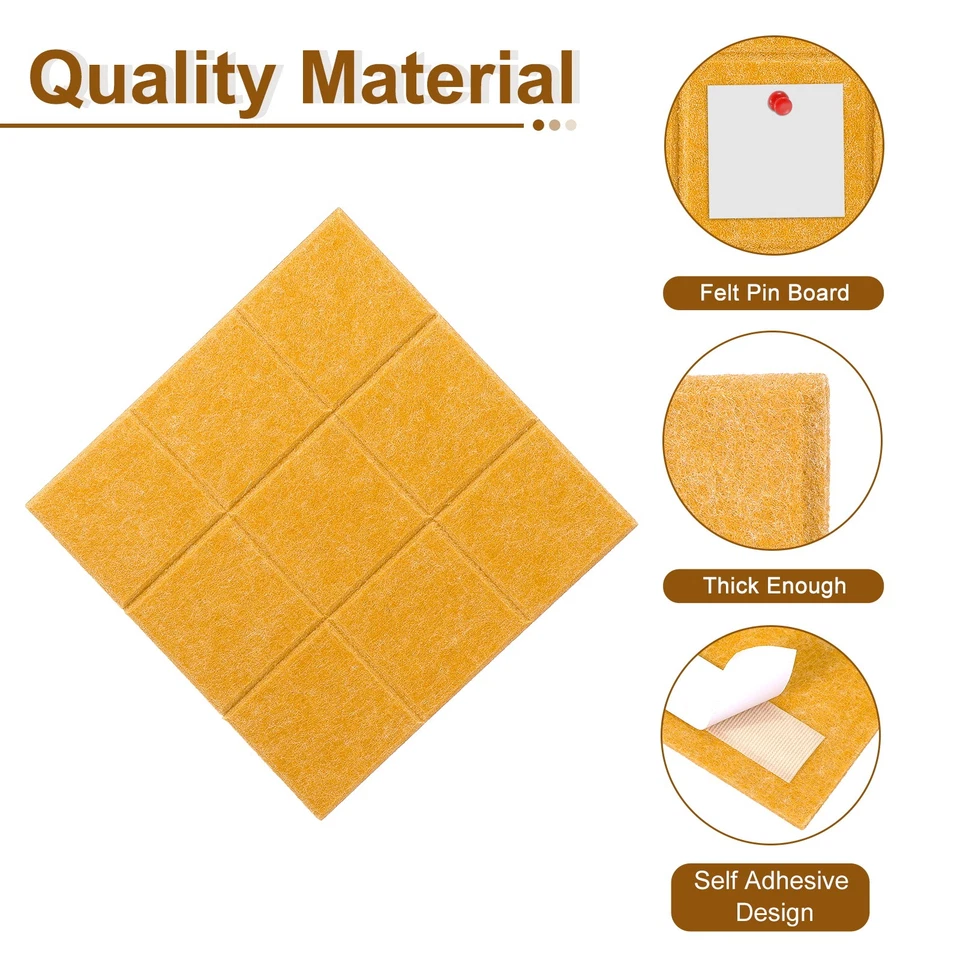 12" x 12" Felt Wall Tile,6 Pack Cork Boards for Walls, Orange Yellow Foto 3 de 4