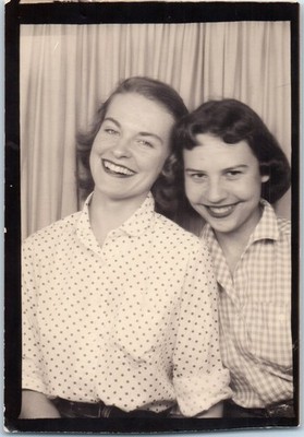 1950s Two Happy Young Women Friends Lesbian Interest Photo Booth Vintage Photo