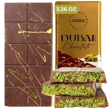 Dubai Style Chocolate Bar Lux Pistachio Milk Chocolate Viral TikTok Gift  Candy