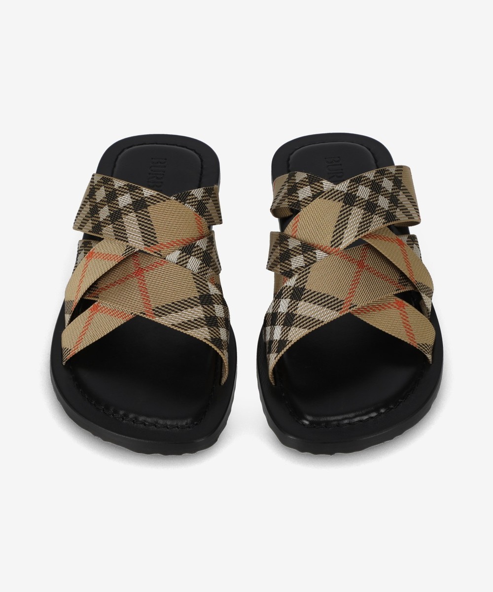 BURBERRY Check Pavilion Slide Sand Men SZ | eBay display picture 1