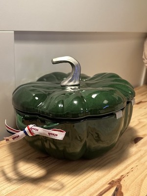 STAUB Pumpkin Enameled Cast Iron 3.5qt Cocotte Dutch Oven Basil Green NEW in Box