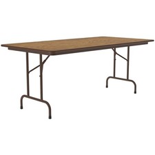 Correll 36"W x 96"D Melamine Top Folding Table in Medium Oak