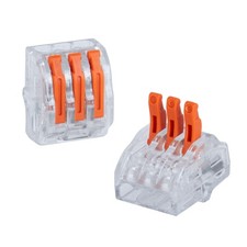 50PCS 3-Port Lever Wire Connectors 28-12 AWG UL Listed Reusable Nuts