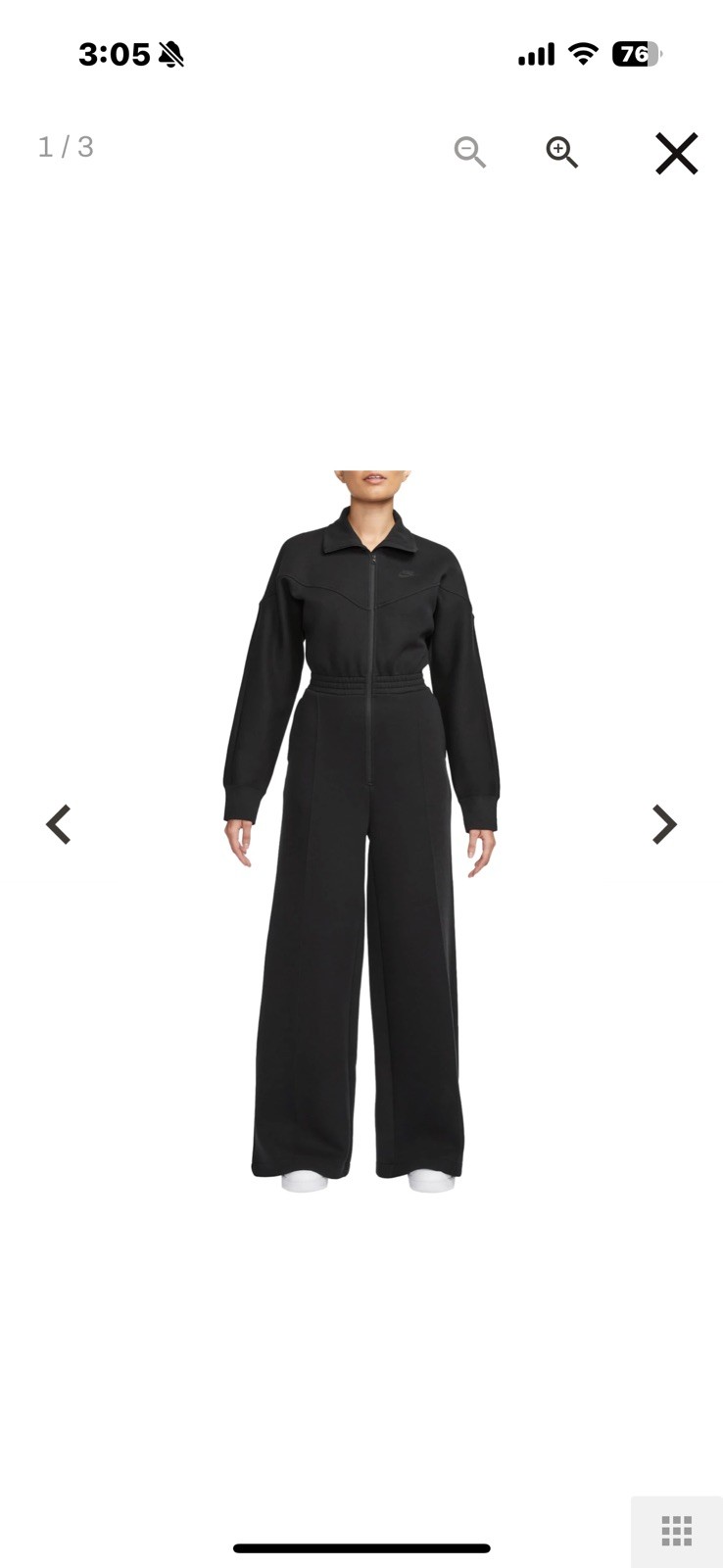 Nike Tech Fleece Windrunner Jump-Suit FB8798-010 Black (Women’s X-small)XS
